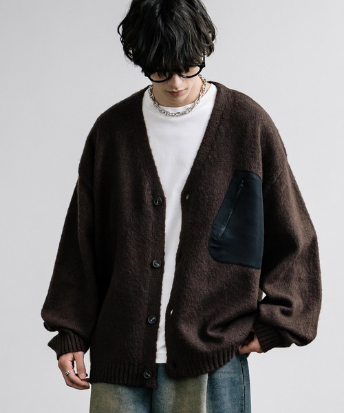 Rocky Monroe(ロッキーモンロー)の「5Gモヘアライクルーズシルエットポケット付きカーディガン(カーディガン/ボレロ・メンズ・アイボリー/ブルー/ブラウン/ブラック・M/L)」の3枚目の写真