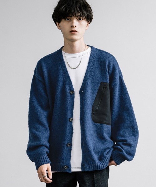 Rocky Monroe(ロッキーモンロー)の「5Gモヘアライクルーズシルエットポケット付きカーディガン(カーディガン/ボレロ・メンズ・アイボリー/ブルー/ブラウン/ブラック・M/L)」の4枚目の写真