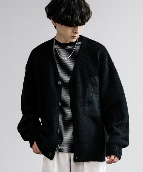 Rocky Monroe(ロッキーモンロー)の「5Gモヘアライクルーズシルエットポケット付きカーディガン(カーディガン/ボレロ・メンズ・アイボリー/ブルー/ブラウン/ブラック・M/L)」の2枚目の写真