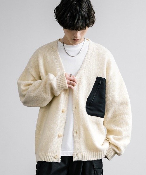 Rocky Monroe(ロッキーモンロー)の「5Gモヘアライクルーズシルエットポケット付きカーディガン(カーディガン/ボレロ・メンズ・アイボリー/ブルー/ブラウン/ブラック・M/L)」の5枚目の写真
