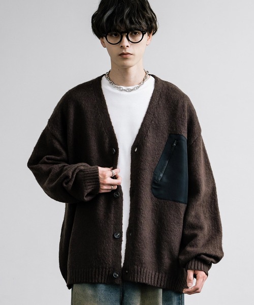 Rocky Monroe(ロッキーモンロー)の「5Gモヘアライクルーズシルエットポケット付きカーディガン(カーディガン/ボレロ・メンズ・アイボリー/ブルー/ブラウン/ブラック・M/L)」の13枚目の写真