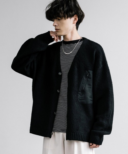 Rocky Monroe(ロッキーモンロー)の「5Gモヘアライクルーズシルエットポケット付きカーディガン(カーディガン/ボレロ・メンズ・アイボリー/ブルー/ブラウン/ブラック・M/L)」の9枚目の写真