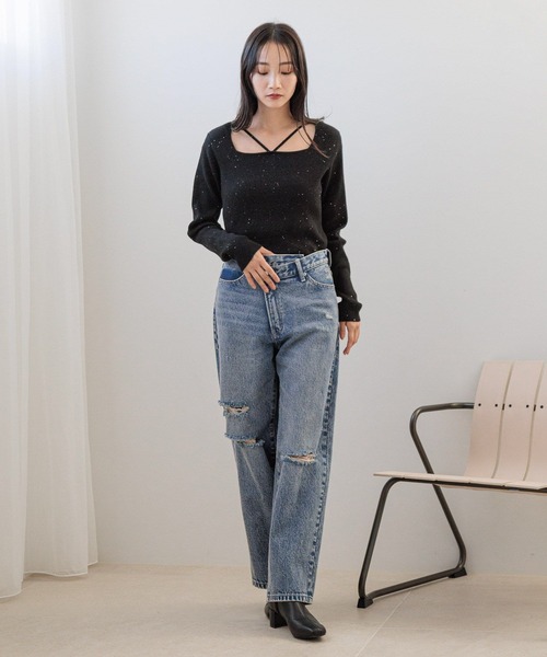 LOWRYS FARM（ローリーズファーム）の「スパンコールラメプルオーバーＬＳ 149244（ニット/セーター・レディース・アイボリー/ブラック/ピンク・FREE）」の21枚目の写真