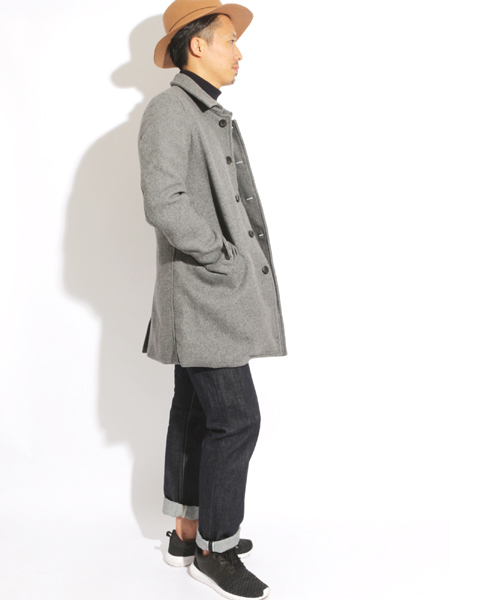 Denime(ドゥニーム)の「カルゼステンカラーコート(ステンカラーコート・メンズ・グレー/キャメル/ネイビー・MEDIUM/SMALL/LARGE)」の8枚目の写真