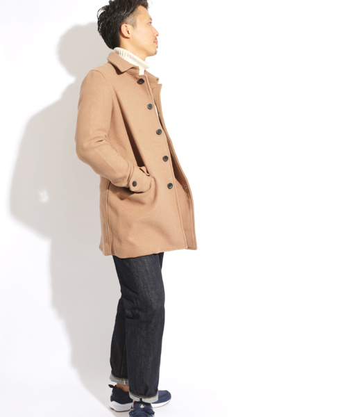 Denime(ドゥニーム)の「カルゼステンカラーコート(ステンカラーコート・メンズ・グレー/キャメル/ネイビー・MEDIUM/SMALL/LARGE)」の11枚目の写真
