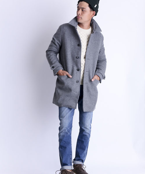 Denime(ドゥニーム)の「カルゼステンカラーコート(ステンカラーコート・メンズ・グレー/キャメル/ネイビー・MEDIUM/SMALL/LARGE)」の12枚目の写真