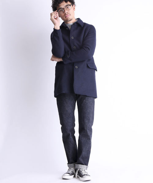 Denime(ドゥニーム)の「カルゼステンカラーコート(ステンカラーコート・メンズ・グレー/キャメル/ネイビー・MEDIUM/SMALL/LARGE)」の18枚目の写真