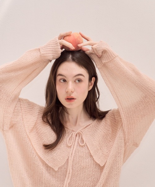 muguet（ミュゲ）の「ローゲージセーラーニット（ニット/セーター・レディース・ピンクベージュ/ブルー/ピンク・FREE）」の11枚目の写真