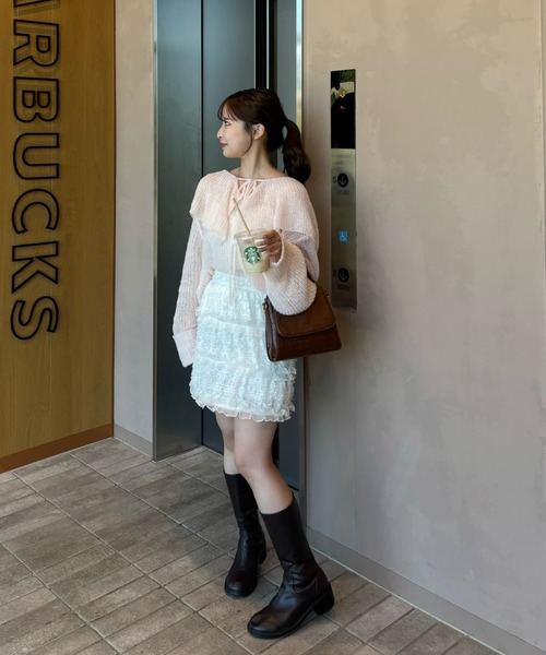 muguet（ミュゲ）の「ローゲージセーラーニット（ニット/セーター・レディース・ピンクベージュ/ブルー/ピンク・FREE）」の5枚目の写真