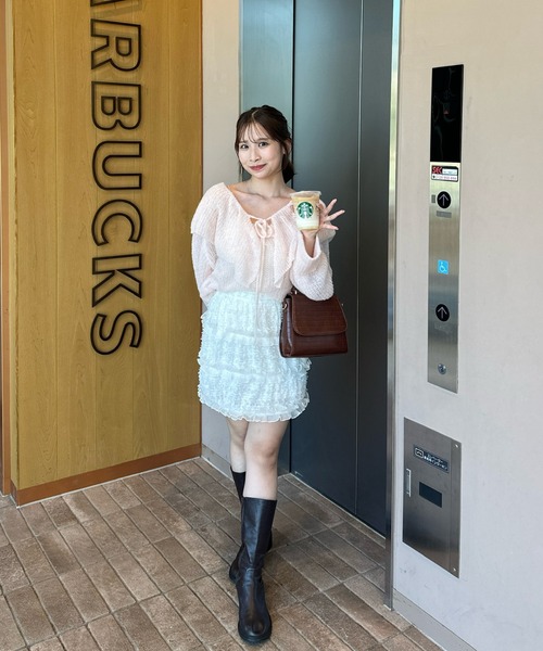 muguet（ミュゲ）の「ローゲージセーラーニット（ニット/セーター・レディース・ピンクベージュ/ブルー/ピンク・FREE）」の4枚目の写真