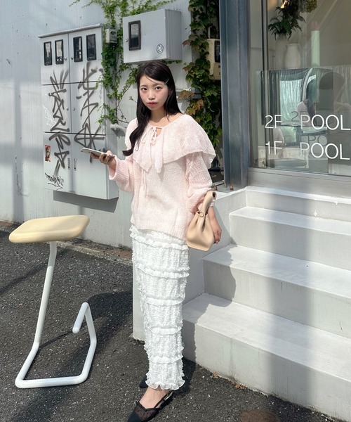 muguet（ミュゲ）の「ローゲージセーラーニット（ニット/セーター・レディース・ピンクベージュ/ブルー/ピンク・FREE）」の8枚目の写真