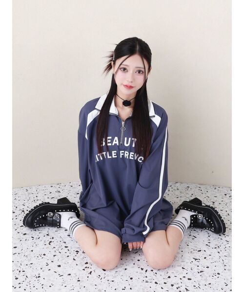 EATME（イートミー）の「サイドラインスポーティーTOP（Tシャツ/カットソー・レディース・ブラック/ピンク/ネイビー/オフホワイト・FREE）」の6枚目の写真