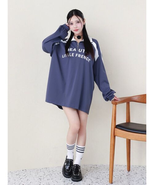 EATME（イートミー）の「サイドラインスポーティーTOP（Tシャツ/カットソー・レディース・ブラック/ピンク/ネイビー/オフホワイト・FREE）」の7枚目の写真