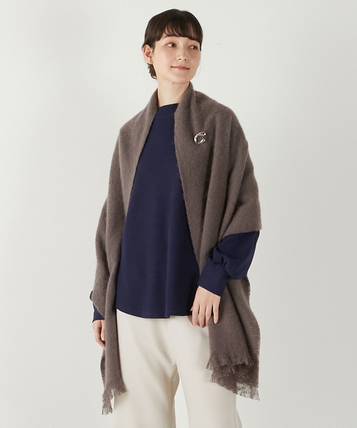 MELROSE claire（メルローズ クレール）の「【シャギーふんわりストール】（マフラー・レディース・イエロー/モスグリーン/チャコールグレー・FREE）」の2枚目の写真
