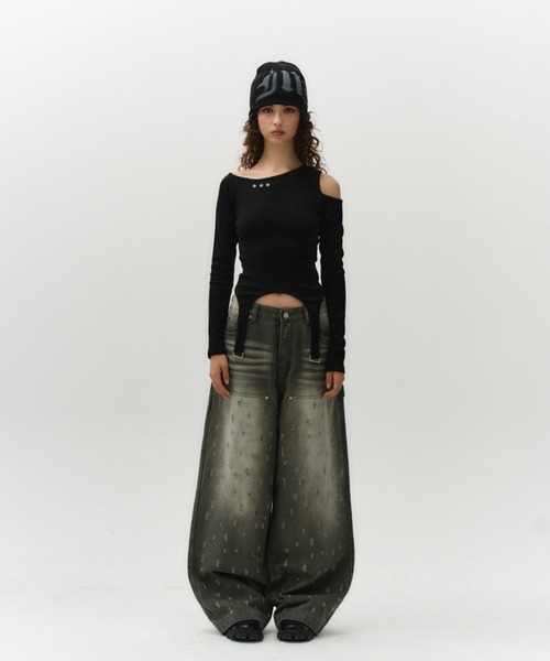 Midnight Move（ミッドナイトムーブ）の「Midnight Move／D RINGロングスリーブ（Tシャツ/カットソー・レディース・ブラック/ダークグレー/ホワイト・FREE）」の9枚目の写真