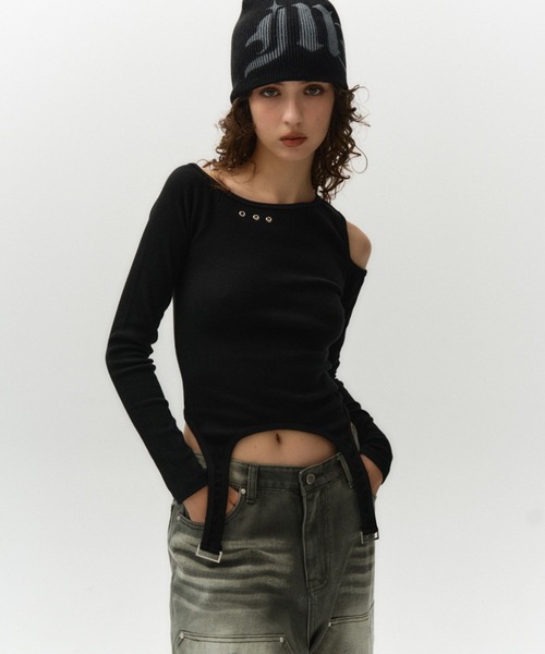 Midnight Move（ミッドナイトムーブ）の「Midnight Move／D RINGロングスリーブ（Tシャツ/カットソー・レディース・ブラック/ダークグレー/ホワイト・FREE）」の12枚目の写真