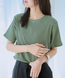 Tシャツ/カットソー（グリーン・カーキ/緑色系・チェック柄