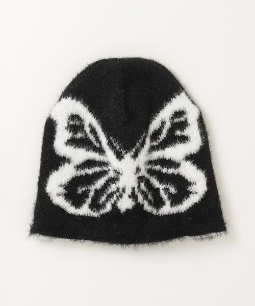 XU（エックスユー）の「ストリートファッション XU エックスユー mohair beanie butterfly beanie モヘアビーニー バタフライニット帽 ニットキャップ ロゴビーニー 韓国ファッション 韓国ストリート Y2K（ニットキャップ/ビーニー・メンズ・ブラック・ONE SIZE）」の8枚目の写真
