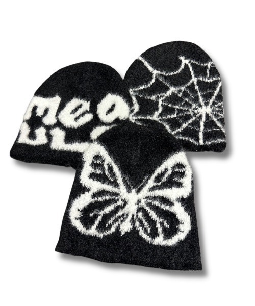 XU（エックスユー）の「ストリートファッション XU エックスユー mohair beanie butterfly beanie モヘアビーニー バタフライニット帽 ニットキャップ ロゴビーニー 韓国ファッション 韓国ストリート Y2K（ニットキャップ/ビーニー・メンズ・ブラック・ONE SIZE）」の14枚目の写真