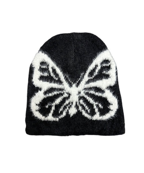 XU（エックスユー）の「ストリートファッション XU エックスユー mohair beanie butterfly beanie モヘアビーニー バタフライニット帽 ニットキャップ ロゴビーニー 韓国ファッション 韓国ストリート Y2K（ニットキャップ/ビーニー・メンズ・ブラック・ONE SIZE）」の15枚目の写真
