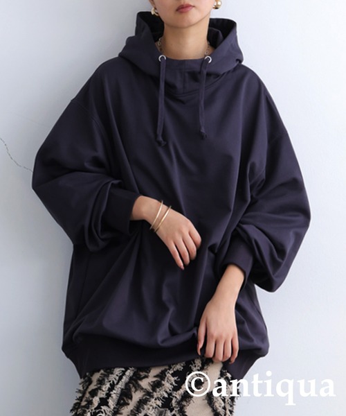 antiqua（アンティカ）の「スタンドネックフーディー（パーカー・レディース・ホワイト/チャコールグレー/ブラック/ライトグリーン/ネイビー/スミクロ・ONESIZE）」の4枚目の写真