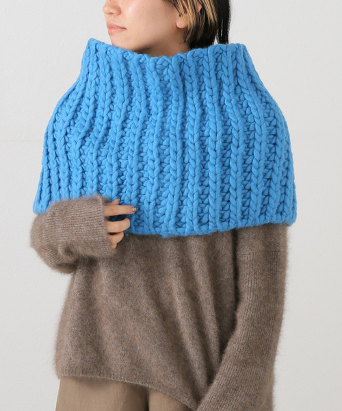 SLOBE IENA（スローブイエナ）の「ハンドニット スヌード【ドライクリーニング】（ネックウォーマー/スヌード・レディース・ライトグレー/ブルー・FREE）」の10枚目の写真