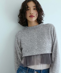 ADAM ET ROPE' | スパンコールニット2WAYカーディガン(カーディガン/ボレロ)