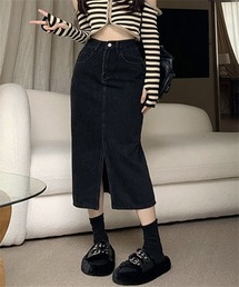 FREE STYLISTS（フリー スタイリスト）の「フロントスリットデニムロングスカート（デニムスカート）」