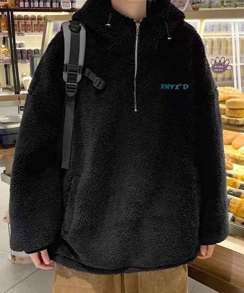 NOWLE（ノウル）の「【NOWLE】ハーフジップ フーディー ボア ブルゾン（ブルゾン・メンズ・ダークグレー/ブラック・X-LARGE/LARGE/MEDIUM）」の3枚目の写真