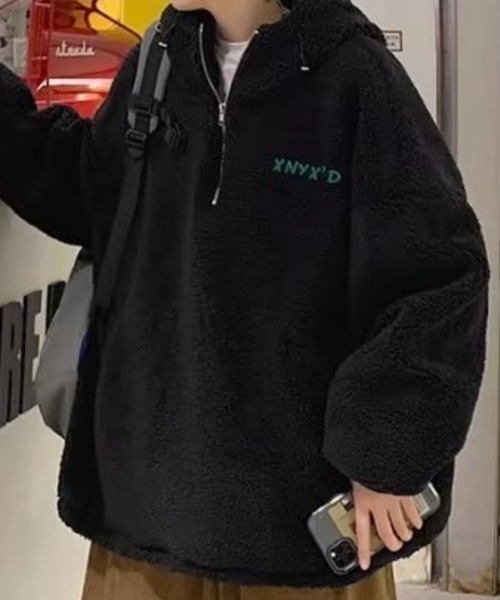 NOWLE（ノウル）の「【NOWLE】ハーフジップ フーディー ボア ブルゾン（ブルゾン・メンズ・ダークグレー/ブラック・X-LARGE/LARGE/MEDIUM）」の7枚目の写真