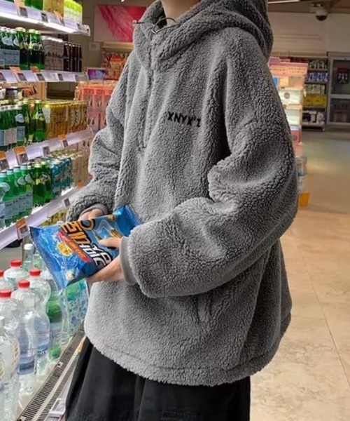 NOWLE（ノウル）の「【NOWLE】ハーフジップ フーディー ボア ブルゾン（ブルゾン・メンズ・ダークグレー/ブラック・X-LARGE/LARGE/MEDIUM）」の8枚目の写真