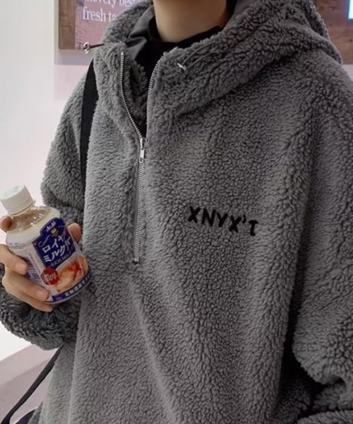 NOWLE（ノウル）の「【NOWLE】ハーフジップ フーディー ボア ブルゾン（ブルゾン・メンズ・ダークグレー/ブラック・X-LARGE/LARGE/MEDIUM）」の9枚目の写真