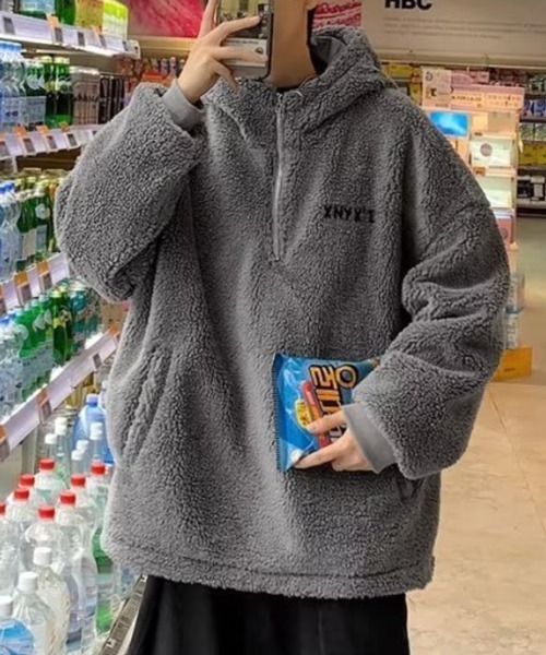 NOWLE（ノウル）の「【NOWLE】ハーフジップ フーディー ボア ブルゾン（ブルゾン・メンズ・ダークグレー/ブラック・X-LARGE/LARGE/MEDIUM）」の10枚目の写真