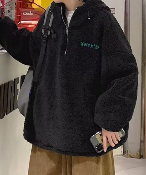 NOWLE（ノウル）の「【NOWLE】ハーフジップ フーディー ボア ブルゾン（ブルゾン・メンズ・ダークグレー/ブラック・X-LARGE/LARGE/MEDIUM）」の14枚目の写真