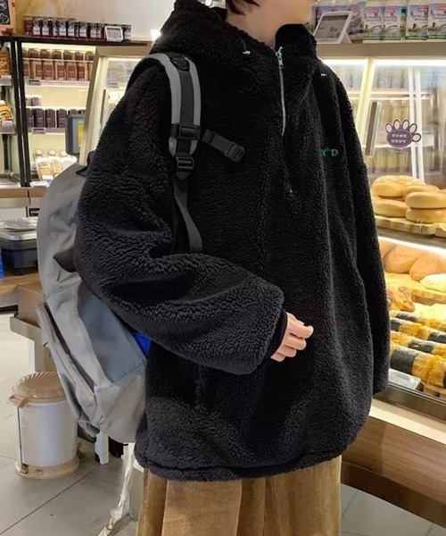 NOWLE（ノウル）の「【NOWLE】ハーフジップ フーディー ボア ブルゾン（ブルゾン・メンズ・ダークグレー/ブラック・X-LARGE/LARGE/MEDIUM）」の15枚目の写真