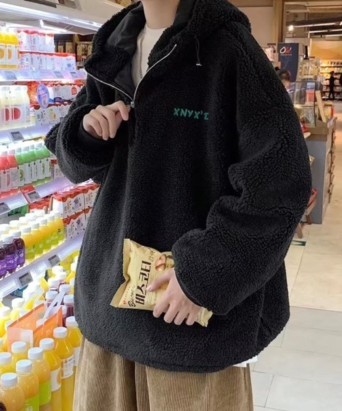 NOWLE（ノウル）の「【NOWLE】ハーフジップ フーディー ボア ブルゾン（ブルゾン・メンズ・ダークグレー/ブラック・X-LARGE/LARGE/MEDIUM）」の16枚目の写真