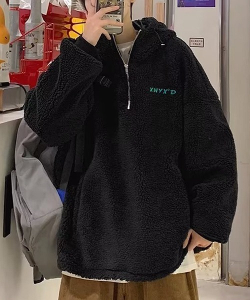 NOWLE（ノウル）の「【NOWLE】ハーフジップ フーディー ボア ブルゾン（ブルゾン・メンズ・ダークグレー/ブラック・X-LARGE/LARGE/MEDIUM）」の17枚目の写真