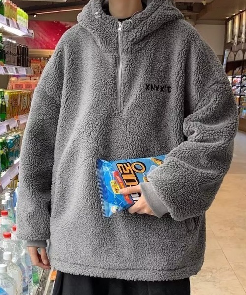 NOWLE（ノウル）の「【NOWLE】ハーフジップ フーディー ボア ブルゾン（ブルゾン・メンズ・ダークグレー/ブラック・X-LARGE/LARGE/MEDIUM）」の21枚目の写真