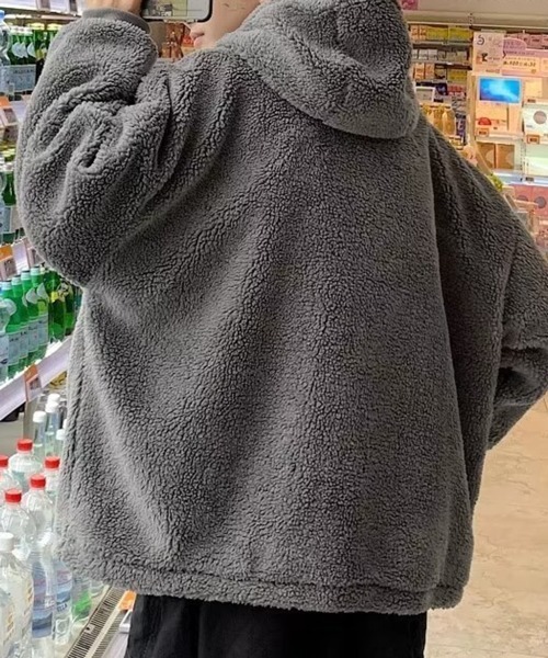 NOWLE（ノウル）の「【NOWLE】ハーフジップ フーディー ボア ブルゾン（ブルゾン・メンズ・ダークグレー/ブラック・X-LARGE/LARGE/MEDIUM）」の22枚目の写真