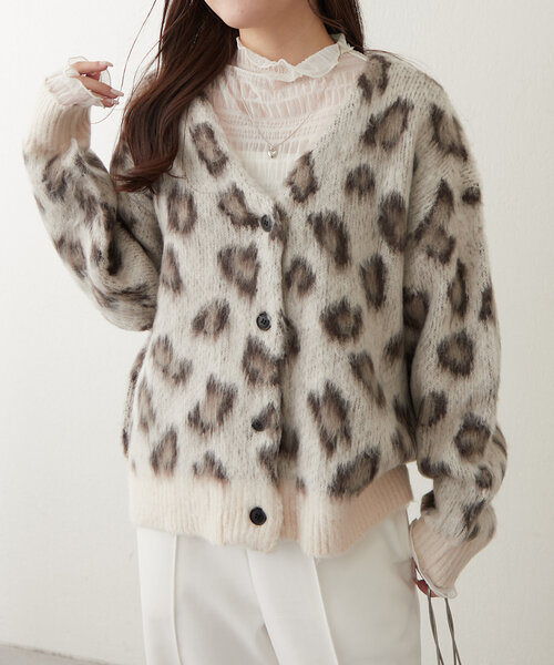 レオパード柄シャギーカーディガン（カーディガン/ボレロ）｜continuer