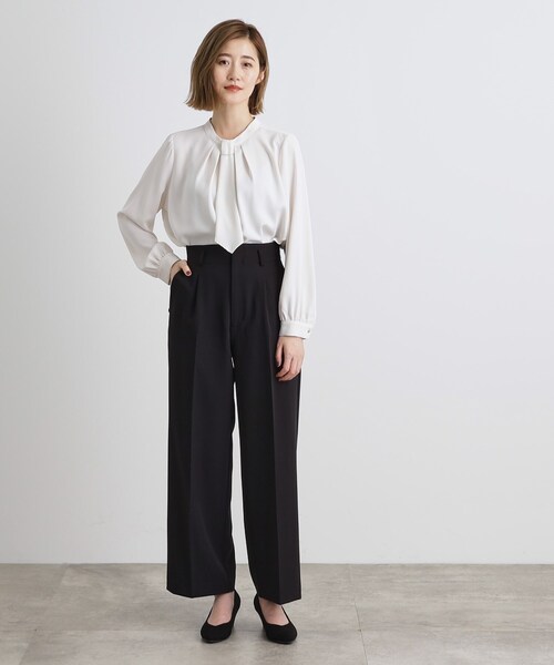grove(グローブ)の「【洗える】しなやかストレッチワイドパンツ(その他パンツ・レディース・ネイビー/ブラック/ナチュラル・03/02/00/01/05/04)」の5枚目の写真