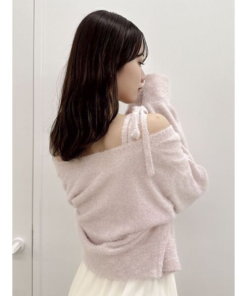 dazzlin(ダズリン)の「ミニシャギーラメニットカーデトップス(カーディガン/ボレロ・レディース・グレー/ベージュ/その他1/レッド/ピンク・FREE)」の6枚目の写真