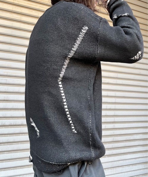 MODISH GAZE(モディシュガゼ)の「【MODISH GAZE】ダメージ加工ニット(ニット/セーター・メンズ・ブラック・MEDIUM)」の8枚目の写真