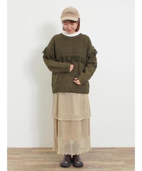 Samansa Mos2（サマンサ モスモス）の「リブハイネックインナー（Tシャツ/カットソー・レディース・ベージュ/ブラック/キナリ/イエロー・F）」の8枚目の写真