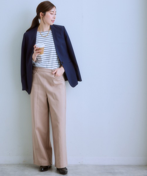 7days Life Styling（セブンデイズライフスタイリング）の「洗えるストレッチダブルクロスジャケット（テーラード＆ノーカラー）（ストレッチ・しわになりにくい・ＵＶカット・洗濯機OK）（ロング丈）（ノーカラージャケット・レディース・ブラック/ネイビー系/ブラック系/ネイビー/ライトグレー系/ライトグレー・S/M/L/LL/3L）」の17枚目の写真