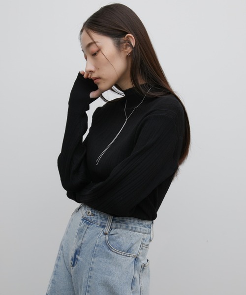 Aunt Marie's（アントマリーズ）の「フィンガーホールハイネックシアートップス（Tシャツ/カットソー・レディース・ブラック/アイボリー/グリーン・FREE）」の17枚目の写真