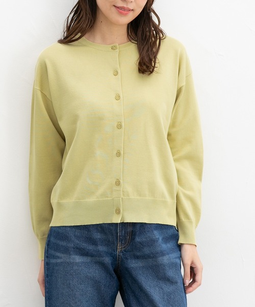 Honeys（ハニーズ）の「【ＵＶカット・花粉リリース加工】花粉対策クルーカーデ（カーディガン/ボレロ・レディース・ホワイト×ブルー/ホワイト×ブラック/アイボリー/ネイビー/イエロー/ピンク・M/LL/L）」の5枚目の写真