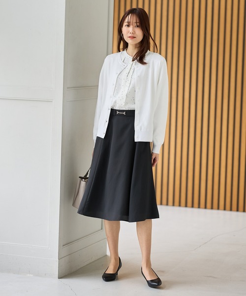 Honeys（ハニーズ）の「【ＵＶカット・花粉リリース加工】花粉対策クルーカーデ（カーディガン/ボレロ・レディース・ホワイト×ブルー/ホワイト×ブラック/アイボリー/ネイビー/イエロー/ピンク・M/LL/L）」の9枚目の写真