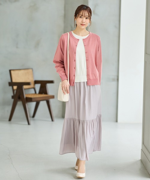 Honeys（ハニーズ）の「【ＵＶカット・花粉リリース加工】花粉対策クルーカーデ（カーディガン/ボレロ・レディース・ホワイト×ブルー/ホワイト×ブラック/アイボリー/ネイビー/イエロー/ピンク・M/LL/L）」の13枚目の写真