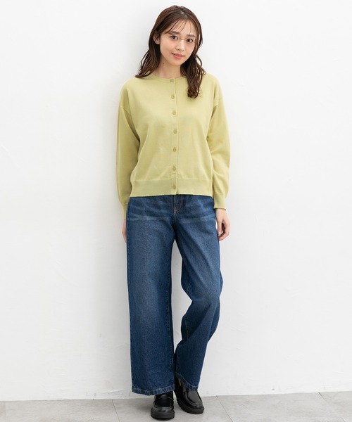 Honeys（ハニーズ）の「【ＵＶカット・花粉リリース加工】花粉対策クルーカーデ（カーディガン/ボレロ・レディース・ホワイト×ブルー/ホワイト×ブラック/アイボリー/ネイビー/イエロー/ピンク・M/LL/L）」の15枚目の写真